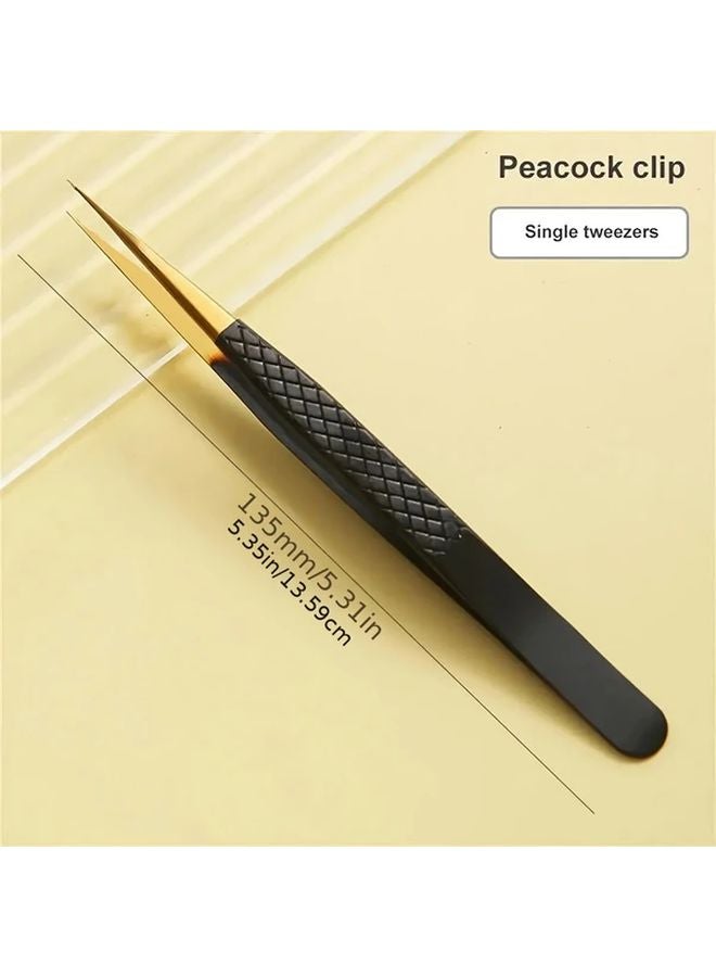 6pcs Black Stainless Steel Eyelash Extension Tweezers Set Anti Slip Grip For False Lashes And Nail Art - Image 5